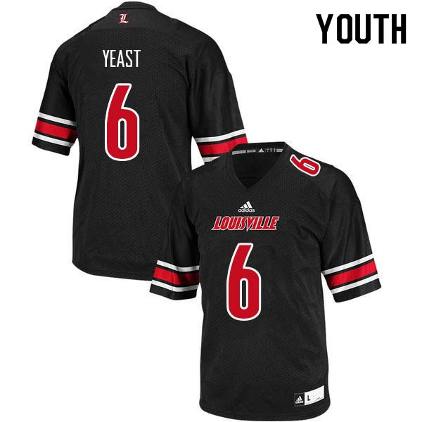Youth Louisville Cardinals #6 Russ Yeast College Football Jerseys Sale-Black - Click Image to Close